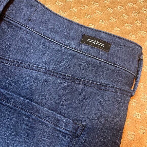 Liverpool Size 4/27 Pencil Skirt Stretch Denim Medium Dark Wash Frayed Edge - Picture 10 of 11